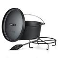 Big BBQ Dutch-Oven Galloway 9.0 cast iron | fully fired 12er cast iron cooking pot | 8.0 litre fire pot with lid lifter, lid stand or pot stand | roaster without feet