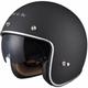 Black Classic Open Face Half Face Crash Jet Motorcycle Motorbike Scooter Vintage Helmet With Sun Visor For Men and Women S Matt Black