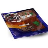 Jasmine Art Glass Platter Glass in Blue | 12 W x 8 D in | Wayfair 8-60024