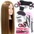 Neverland Beauty 24 inch 50% Real Human Hair Training Head Hairdressing Cosmetology Mannequin Head With Makeup Function + Braid Set