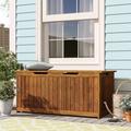 Plow & Hearth Lancaster Eucalyptus Deck Box Wood/Solid Wood in Brown | 22 H x 49 W x 24 D in | Wayfair 62A37