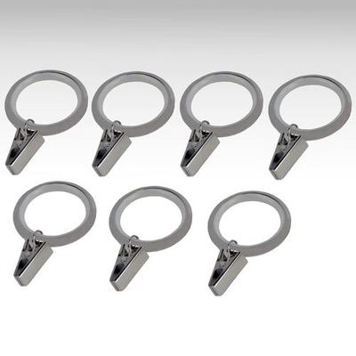 Universal Curtain Clip Rings Brushed Nickel Set of Seven, Set of Seven, Brushed Nickel