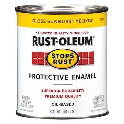 RUST-OLEUM 7747502 Interior/Exterior Paint, Gloss, Oil Base, Sunburst Yellow, 1