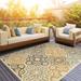 Gray/White 63 x 0.16 in Area Rug - The Conestoga Trading Co. Colton Floral Machine Made Indoor/Outdoor Area Rug in Ivory/Gray | Wayfair