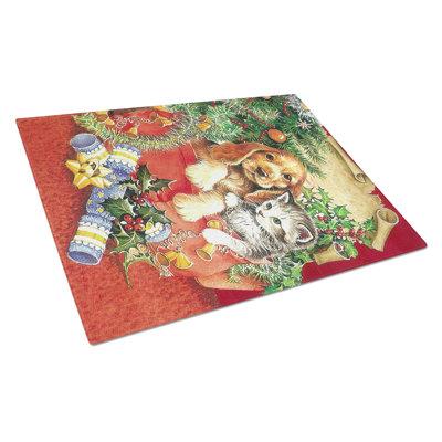 Caroline's Treasures Christmas Puppy & Kitten Glass Cutting Board Glass, Size 0.5 H x 11.0 W x 15.0 D in | Wayfair APH7551LCB