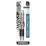 Zebra F-301 Ballpoint Stainless Steel Retractable Pen Fine Point 0.7mm Black Ink 2-Count