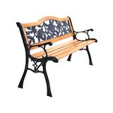 Costway Garden Bench Chair Outdoor Wooden Loveseat with Iron Armrest