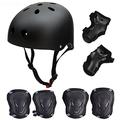 Skateboard/Skate Protection Set with Helmet Helmet with 6pcs Elbow Knee Wrist Pads for Kids BMX/Skateboard/Scooter (Black,M)