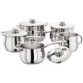 Stellar 1000 S1F4B 5-Piece Stainless Steel Set of Large Pans 16cm, 18cm and 20cm Deep Saucepans with Lids, Stockpot, 14cm Non-Stick Milk Pan in Classic Domus Shape, Oven-Safe, Induction Ready