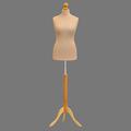 Cream Female Tailors Mannequin Display Bust Dummy FOR Dressmakers Fashion Students With A Light Wood Base All Size (Size 46/48, UK 18/20)