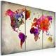 murando Canvas Wall Art World Map 120x80 cm / 48"x32" 3 pcs. Non-woven Canvas Prints Image Framed Artwork Painting Picture Photo Home Decoration - Continents Colorful like painted k-C-0003-b-g