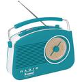 Steepletone Brighton Mk2 Shabby Chic Nostalgic Retro Radio (1950's Style), Mains Electric/Battery Powered. Rotary Radio FM & AM (MW + LW). Mobile Smart Phone Music Playback (Mains Lead Inc) Blue