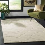 White 48 x 0.63 in Indoor Area Rug - Mercer41 Jamon Geometric Handmade Tufted Wool Buckwheat Flour Area Rug Wool | 48 W x 0.63 D in | Wayfair