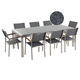 Gartenmöbel Set Grau Granit Edelstahl Tisch 220 cm Poliert 8 Stühle Terrasse Outdoor Modern