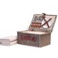 2 Person Picnic Basket Retro Design with an inbuilt Chiller Compartment & Cream Blanket - Gift ideas for Christmas, Birthday, Anniversary & Congratulations presents