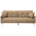 Sofa Beige Polsterbezug 3-Sitzer Schalffunktion Klassisch Zierkissen Wohnzimmer