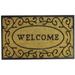 Northlight Seasonal Brown & Black Welcome w/ Black Scrollwork Doormat 18" x 30" Natural Fiber in White | 18 W x 29.5 D in | Wayfair