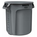 RUBBERMAID COMMERCIAL FG261000GRAY 10 gal Round Trash Can, Gray, 15 5/8 in Dia,
