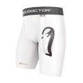 Shock Doctor 221 Short Compression with BioFlex Cup - Athletic Support with Comfort and Compression for Maximum Range of Motion - Youth (One Pair Shorts & Athletic Cup) White