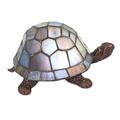Middle-England 22cm Tiffany Style Table Lamp Turtle/Tortoise Blue Pearl Effect Glass Shade + Light Bulb