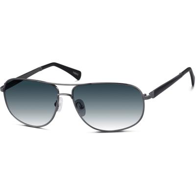 Zenni Men's Aviator Rx Sunglasses Gray Stainless Steel Full Rim Frame