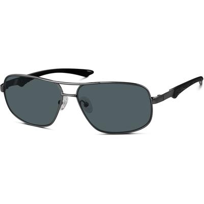 Zenni Men's Aviator Rx Sunglasses Gray Stainless Steel Full Rim Frame
