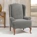 Sure Fit Stretch Morgan T-Cushion Wingback Slipcover Polyester in Gray/Green | 45 W in | Wayfair 047293453588