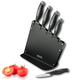 Sabatier Kitchen Knife Set Block - 5 Piece. High Graded Chrome Molybdenum Stainless Steel. Finely Ground Razor Sharp Blades. Chefs/Cooks Knives. 20 Year Guarantee. Professional L’Expertise Range