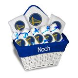 "Newborn & Infant White Golden State Warriors Personalized Large Gift Basket"