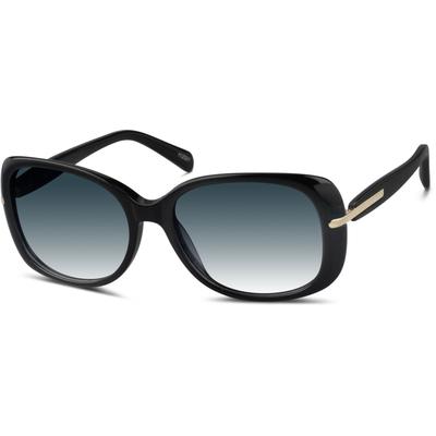 Zenni Women's Vintage Square Rx Sunglasses Black Plastic Full Rim Frame