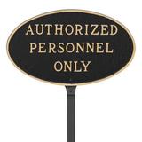 Montague Metal Products Inc. Authorized Personnel Only Statement Garden Sign Metal | 8.5 H x 13 W x 0.25 D in | Wayfair SP-30S-LS-BG