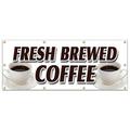 36 x96 FRESH BREWED COFFEE BANNER SIGN iced brew drinks espresso cappuccino