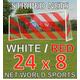 24ft x 8ft Full Size Striped Football Goal Net (3mm) (PAIR) – Choice of 11 Combinations To Match Your Team’s Colours [Net World Sports] (Red/White)