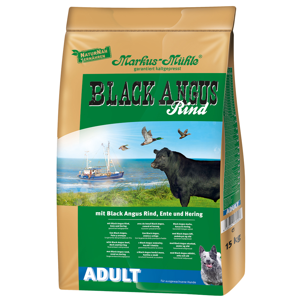 Multipack risparmio! 2 x 15 kg Markus-Mühle Crocchette per cane - Black Angus Adult