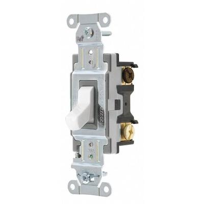 HUBBELL WIRING DEVICE-KELLEMS CSB320W Wall Switch,20A,White,1 HP,3-Way Switch
