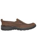 Skechers Men's Relaxed Fit: Superior - Gains Loafer Shoes | Size 10.0 Extra Wide | Brown | Leather/Textile