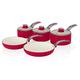 Swan SWPS5020RN Retro 5 Piece Aluminium Pan Set With Glass Lid, Non Stick Ceramic Coating, Red