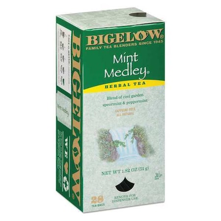 BIGELOW 10393 Tea, Mint Medley Herbal Tea, Tea Bag, Non-Caffeinated, Tea, 0.1