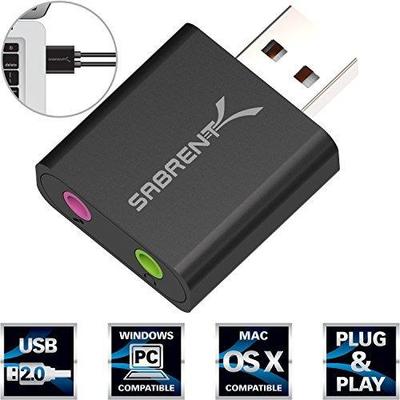 Sabrent Aluminum USB External Stereo Sound Adapter for Windows and Mac. Plug and play No drivers Nee