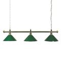 Brass Snooker or Pool Table Light Rail with 3 Green Shades
