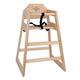 Bolero Wooden High Chair - Natural Finish Wood Design with Armrest & Foot Rest, Adjustable Waist Harness - Best for Dining in Cafes, Restaurants, Home