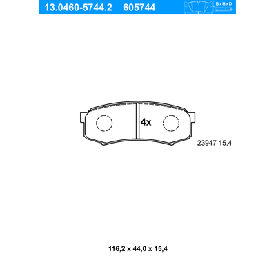 ATE Bremsbelagsatz, Scheibenbremse vorne rechts links für MITSUBISHI LEXUS TOYOTA 04465-60240 04465-60010 4605A458 13.04
