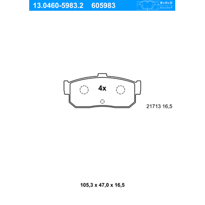 ATE Bremsbelagsatz, Scheibenbremse hinten rechts links für NISSAN D4060-5M490 44060-31U92 44060-63C90 13.0460-5983.2