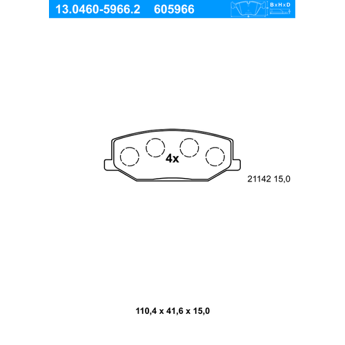 ATE Bremsbelagsatz, Scheibenbremse vorne rechts links für SUZUKI 55200-70810 55110-80020 55110-70A00 13.0460-5966.2