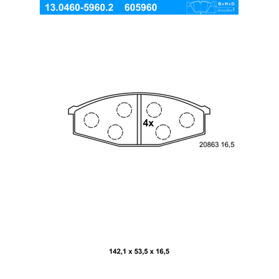 ATE Bremsbelagsatz, Scheibenbremse vorne rechts links für NISSAN 41060-G9800 41060-C7025 41060-T7893 13.0460-5960.2