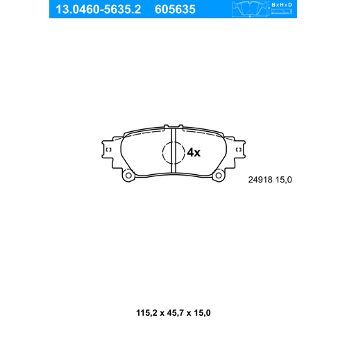 ATE Bremsbelagsatz, Scheibenbremse hinten rechts links für LEXUS TOYOTA 04466-48140 04466-48130 04466-47070 13.0460-5635.2