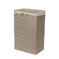 Compactor Rectangle Laundry Basket with Lid, Woven Washing Hamper for Storing Clothes and Linen in Bedrooms and Bathrooms, Removable Liner and Carry Handles, Taupe, Stan Range
