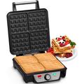 Andrew James Belgian 4 Slice Waffle Maker | Non-Stick Four Waffle Making Machine | 1100 Watts | Adjustable Temperature | Delicious Breakfasts and Tasty Snacks