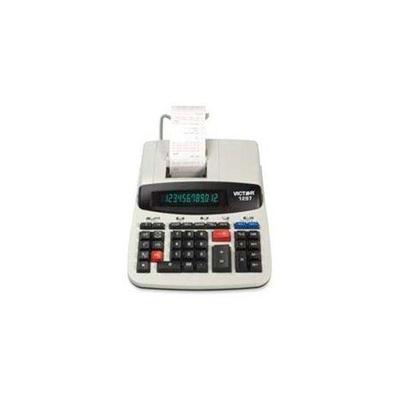 Victor 1297 Desktop Calculator, 12-Digit LCD, Two-Color Printing, Black/Red # VCT1297
