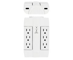 Globe Electric 7791301 6 Outlet 2 USB Surge Protected Wall Space Plug